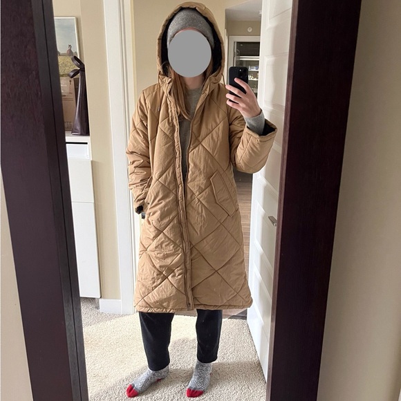 Selected Femme Long Quilted Oversized Hooded Coat - Picture 3 of 15